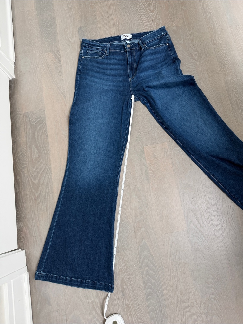 PAIGE Genevieve Dark Blue Flare Jeans,like New, sz 32 - Picture 13 of 14